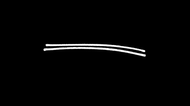 Minimalist white hand-drawn double underline animation on black background, perfect for highlighting text, title emphasis, and creative video transitions for vlogs and presentations.
