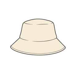 Beige Bucket Hat Outline Vector Illustration