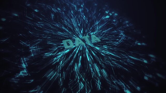 Data visualization with blue lines and digital ele.