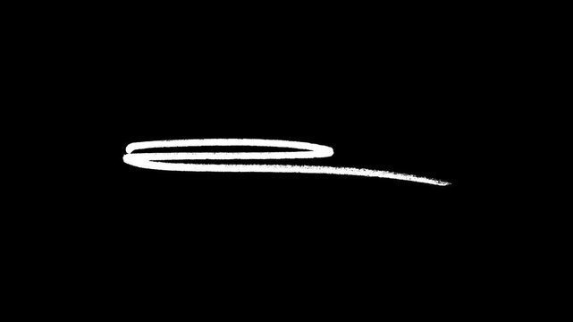 Minimalist hand-drawn white horizontal line animation on black background, perfect for underlining text, highlighting key information, and adding organic accents to video.

