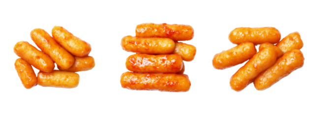 Fried snack stacks on transparent background food photography studio lighting
