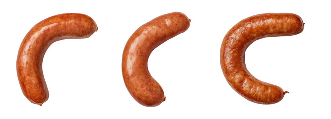 Delicious sausages on transparent background food photography studio setting