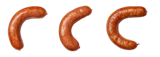 Delicious sausages on transparent background food photography studio setting