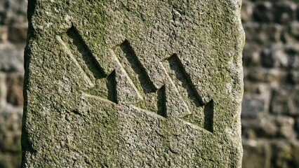 Economy, recession, decline, loss, market, finance, stone, crash, down, graph. A stone monument featuring a carved downward-trending bar graph, symbolizing a permanent economic collapse or recession.