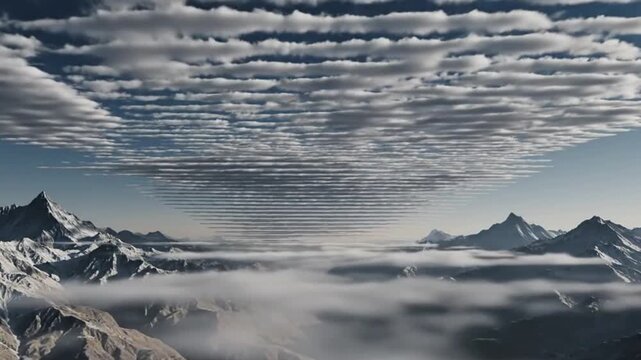 Procedural Cloud Mountains Calculated Atmospheric Motion Revealing Subtle AI Presence