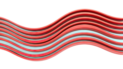 Abstract Red Waves on White Background