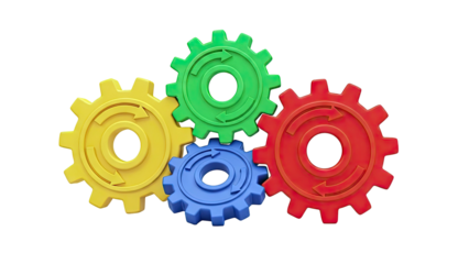 Colorful Interlocking Gears with Arrows