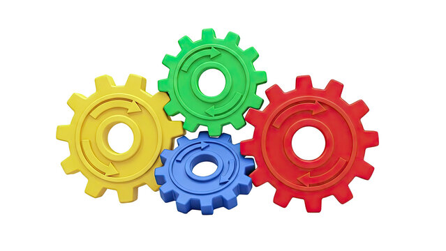 Colorful Interlocking Gears with Arrows