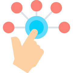 Fototapeta premium Hand touching connected nodes Icon
