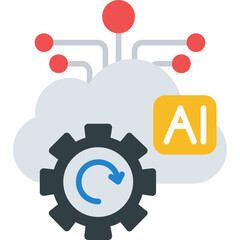 Cloud with gear and AI Icon