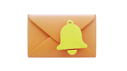 Orange Envelope with Yellow Notification Bell Icon