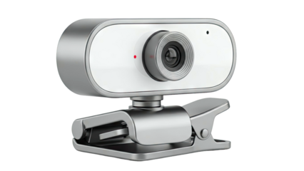 Modern Silver and White Webcam with Clip Mount