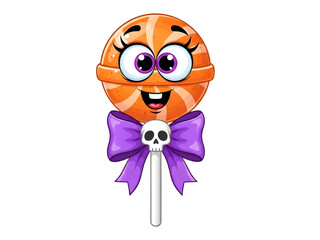 Fototapeta premium Whimsical halloween lollipop isolated on transparent background, isolated on white background