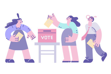 People vote put bulletin in bullet box at elections