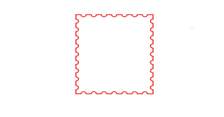 Red Scalloped Square Frame ( isolated on transparent background )