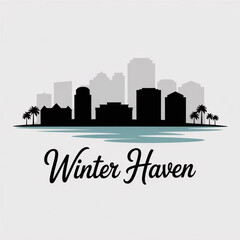 Obraz premium Winter Haven Florida Skyline Silhouette — A Growing Lake City in Vector Illustration