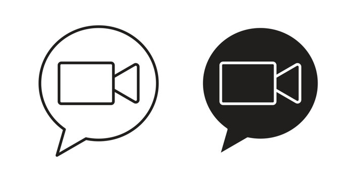 Video call icon in simple flat trend modern graphic design abstract logotype element