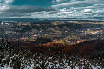 Aerial view of Zakopane mountain town in southern Poland