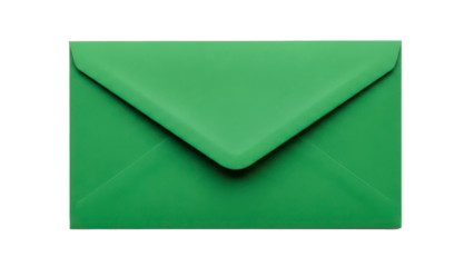 Green paper envelope for mail or invitation isolated on transparent background