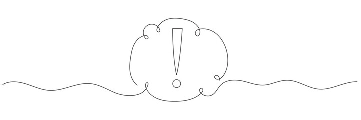 A speech bubble icon, a single line vector icon with an exclamation point. Editable line.