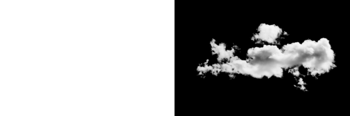 Elongated white cloud formation isolated on transparent background, stretched floating sky vapor with broken edges for atmospheric design PNG