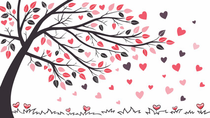 Fototapeta premium Heart Tree Illustration Love and Romance in Nature.