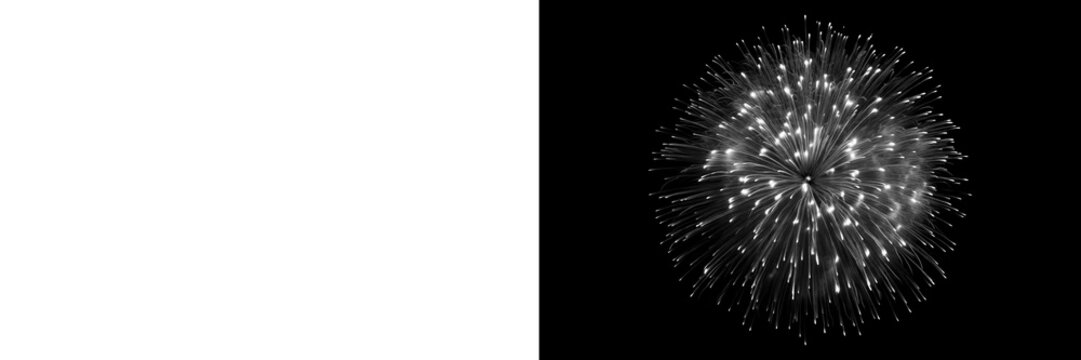 Bright white night sky sparkle sphere isolated as transparent PNG, circular particle explosion forming festive light orb effect