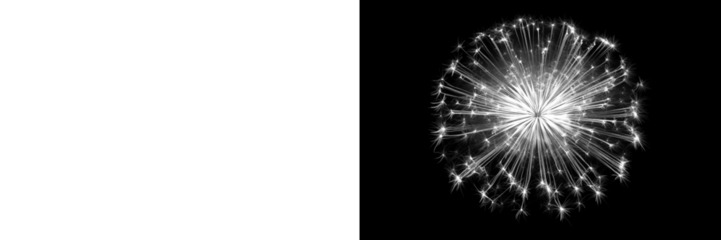 White fireworks burst isolated on transparent background, sparkling celebration explosion, festive pyrotechnic display, holiday firework overlay PNG