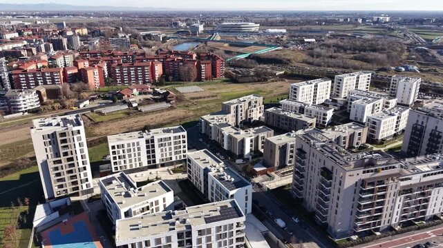 Modern Eco Residential Area Santa Giulia Milan Drone Footage 