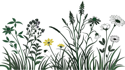 Fototapeta premium Wildflower Meadow Silhouette A Symphony of Natures Beauty.