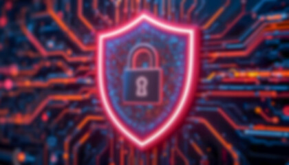 Colorful Digital Security Concept with Lock and Shield Illustration