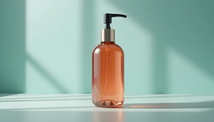 Elegant Clear Pump Bottle on Table with Soft Background Light