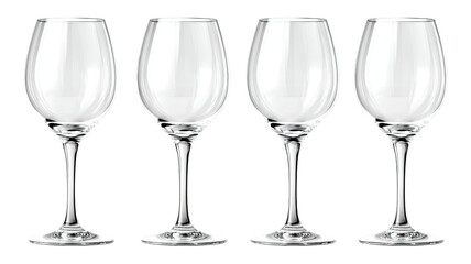 A single clear crystal champagne glass and empty wineglass goblets sit isolated on a white background for a clean celebration reflection