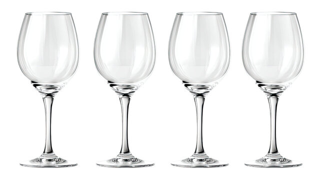 A single clear crystal champagne glass and empty wineglass goblets sit isolated on a white background for a clean celebration reflection