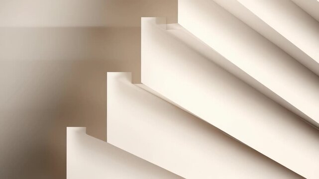 Minimalist abstract staircase with soft beige tones and geometric shadows, creating a modern architectural background. Elegant lines and subtle gradients evoke a sense of calm sophistication