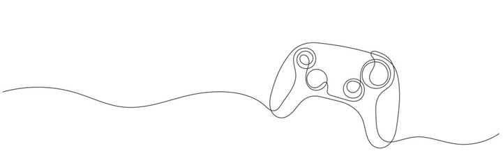 One continuous line drawing of game stick. Joystick to play the game and controller for PC concept cyber sport in simple linear style. Editable stroke.