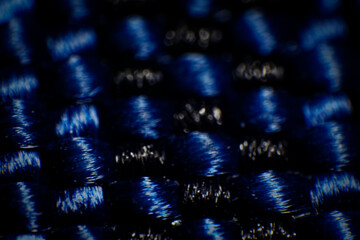 Extreme Macro of Blue and Black Synthetic Weave