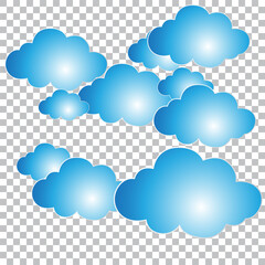 Realistic white fluffy clouds with fog or light smoke effect