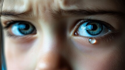 Tears of Distress: Close-up on eyes, portraying raw vulnerability, despair, and deep sadness in this emotive image.
