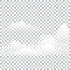 Realistic white fluffy clouds with fog or light smoke effect