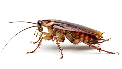Cockroach Standing Isolated on White Background