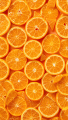 Closeup of vibrant juicy orange slices perfect for food blogs, recipes, fruitrelated designs, posters, and vitamin cthemed content creation.