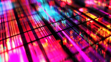 An artistic abstract representation of vibrant lights and colors blending together, evoking a sense of energy and movement in a mesmerizing digital space.