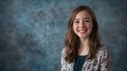 This charming portrait captures a young girl's joyful smile against a soft backdrop, reflecting warmth and innocence, perfect for personal branding or family memories.
