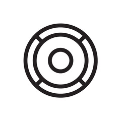 Black Concentric Circle Target Symbol Isolated on White Background