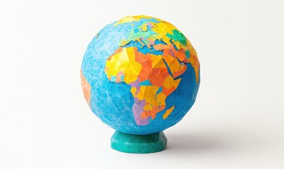 Colorful globe model displaying continents geography education concept