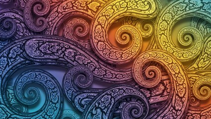 Vibrant Swirling Patterns in Rainbow Colors.