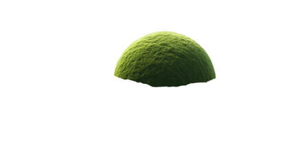 greem moss textured half sphere organic natural surface minimal object isolated studio macro shot on white background