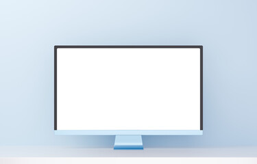 3D素材_モニター_水色