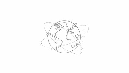 Obraz premium Global connections and earth from space with orbiting lines